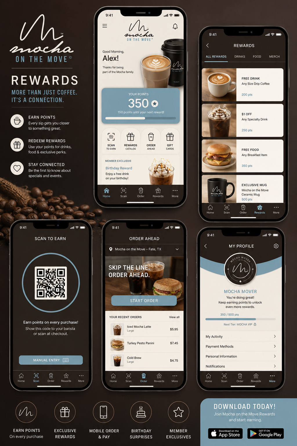 Mocha on the Move Rewards App