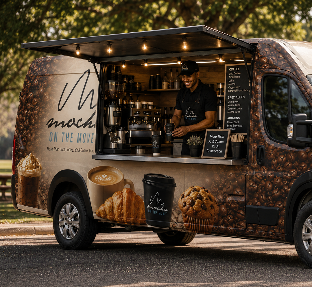 Mocha on the Move branded delivery van
