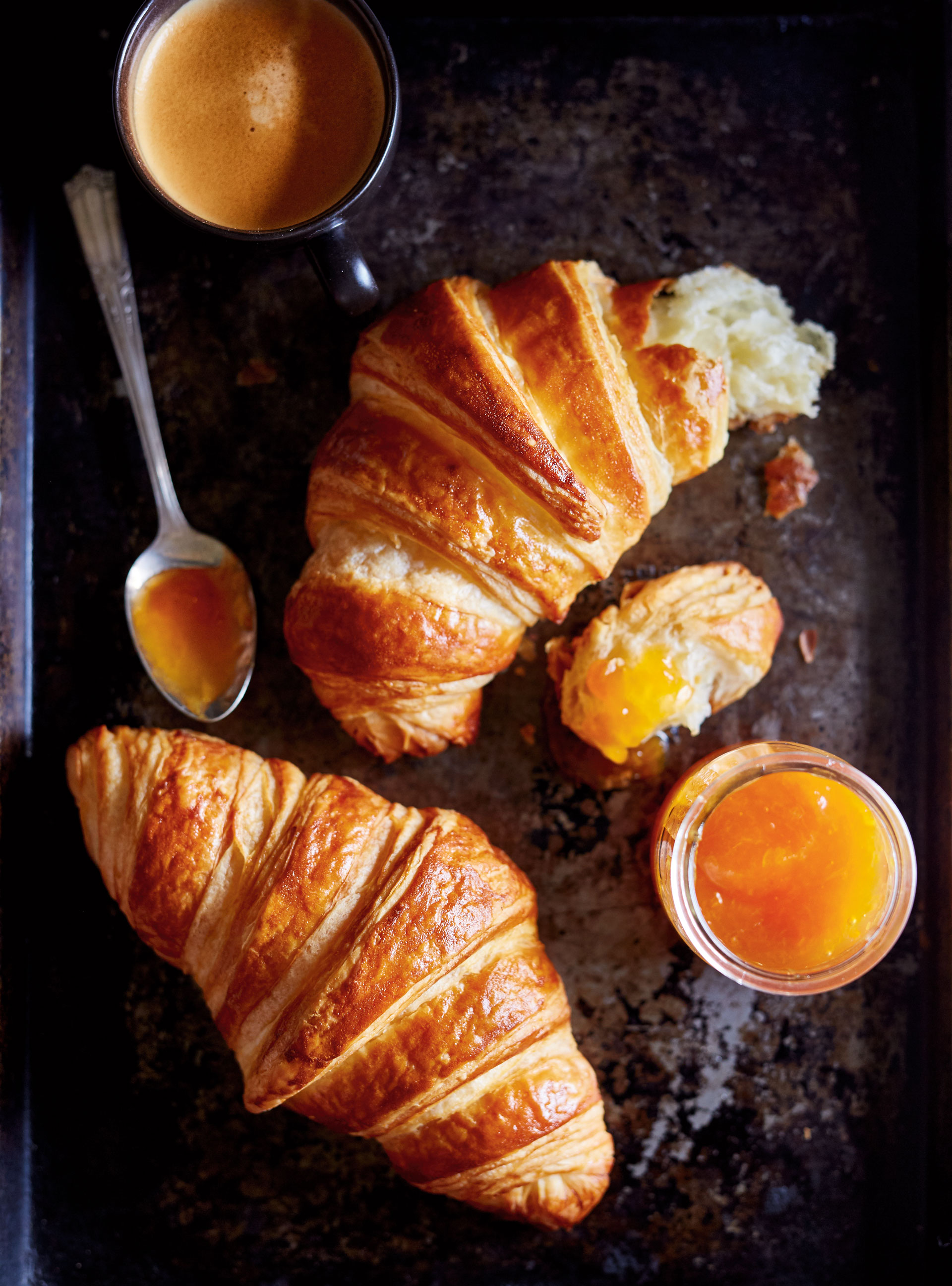 Buttery croissants fresh baked